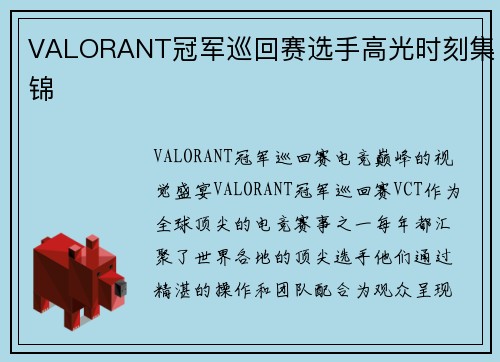 VALORANT冠军巡回赛选手高光时刻集锦
